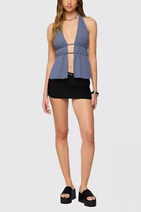 Edikted Nikole Split Front Backless Halter Top
