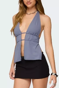 Edikted Nikole Split Front Backless Halter Top
