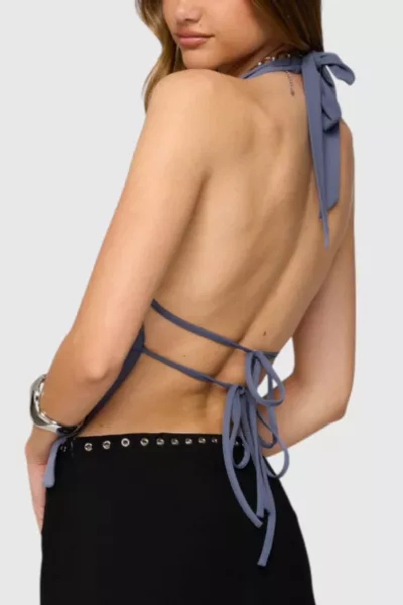 Edikted Nikole Split Front Backless Halter Top