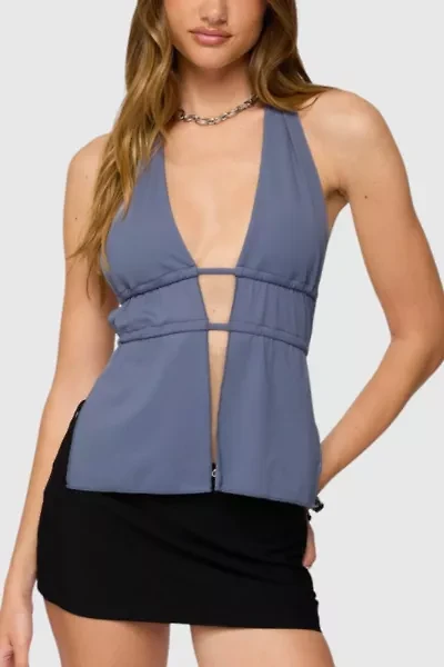 Edikted Nikole Split Front Backless Halter Top