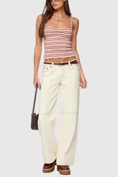 Edikted Adelia Striped Ruched Tank Top