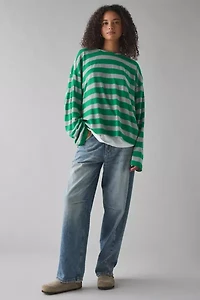 ReMADE By UO Remnants Striped Drippy Sleeve Top