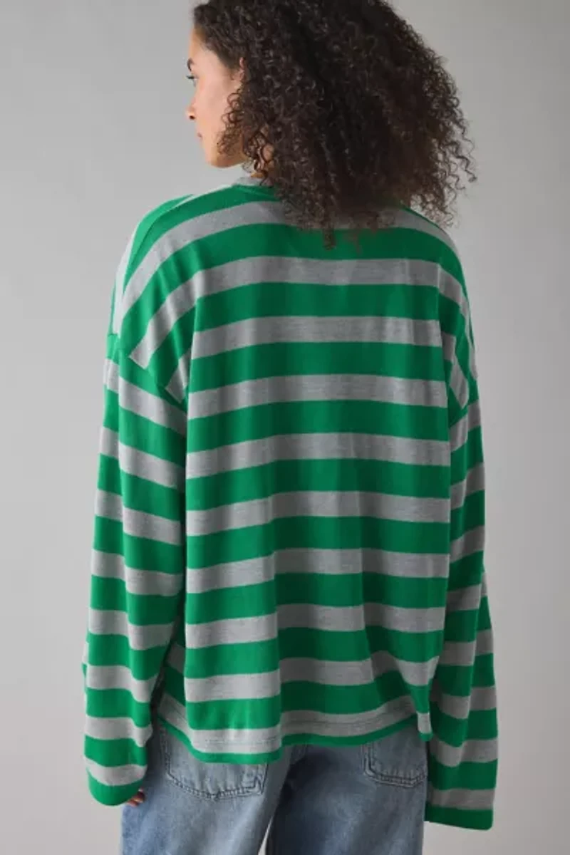 ReMADE By UO Remnants Striped Drippy Sleeve Top