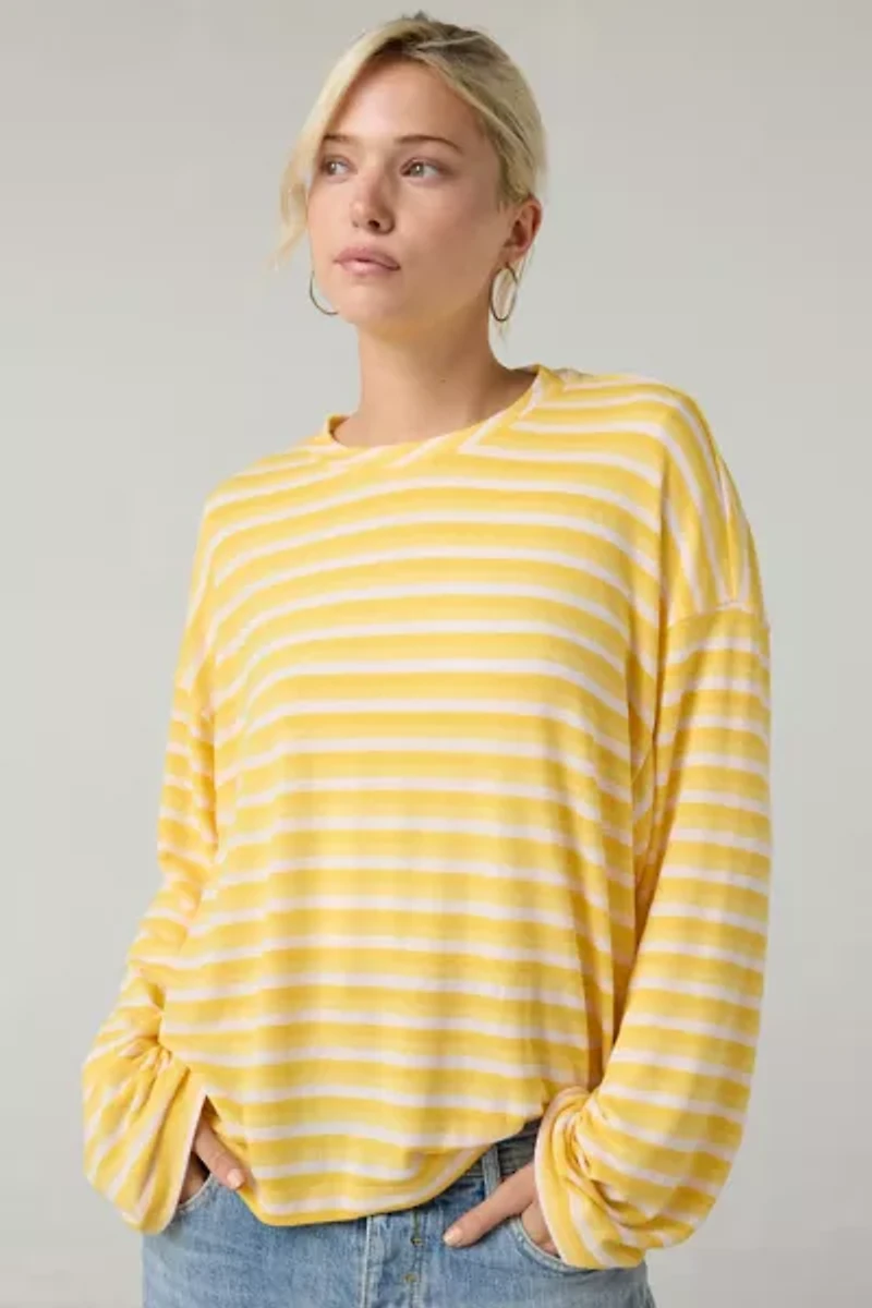 ReMADE By UO Remnants Striped Drippy Sleeve Top