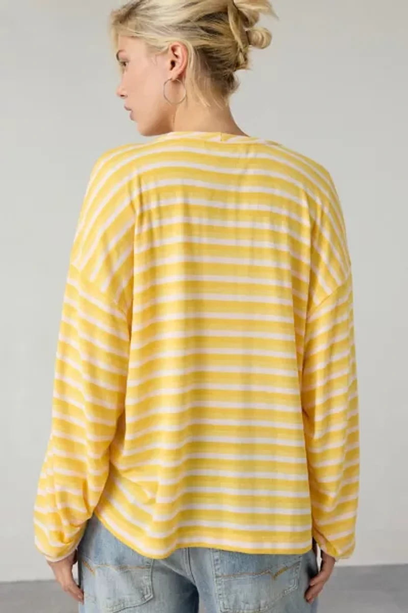 ReMADE By UO Remnants Striped Drippy Sleeve Top
