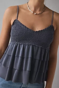 Kimchi Blue Heidi Smocked Tiered Ruffle Babydoll Tank Top