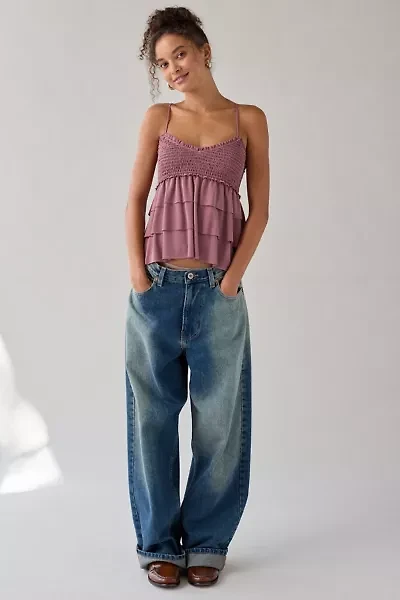 Kimchi Blue Heidi Smocked Tiered Ruffle Babydoll Tank Top