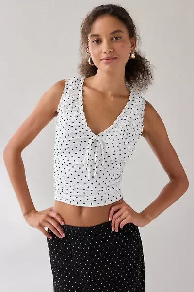 Kimchi Blue Ella Ruched Tie-Front Cropped Tank Top