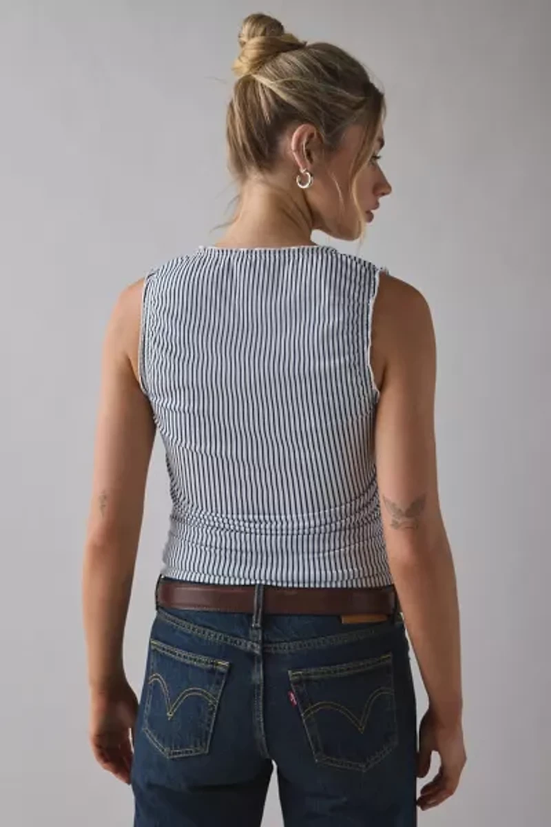 Kimchi Blue Ella Ruched Tie-Front Cropped Tank Top