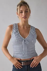 Kimchi Blue Ella Ruched Tie-Front Cropped Tank Top
