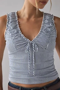 Kimchi Blue Ella Ruched Tie-Front Cropped Tank Top