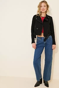 Hidden Jeans Fitted Denim Biker Jacket