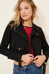 Hidden Jeans Fitted Denim Biker Jacket