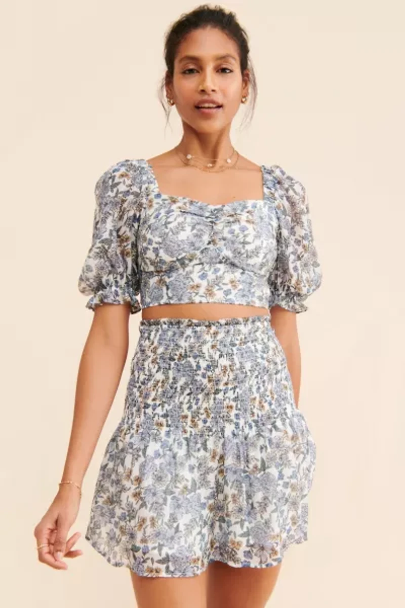 MinkPink Darcy Floral Shirred Skirt