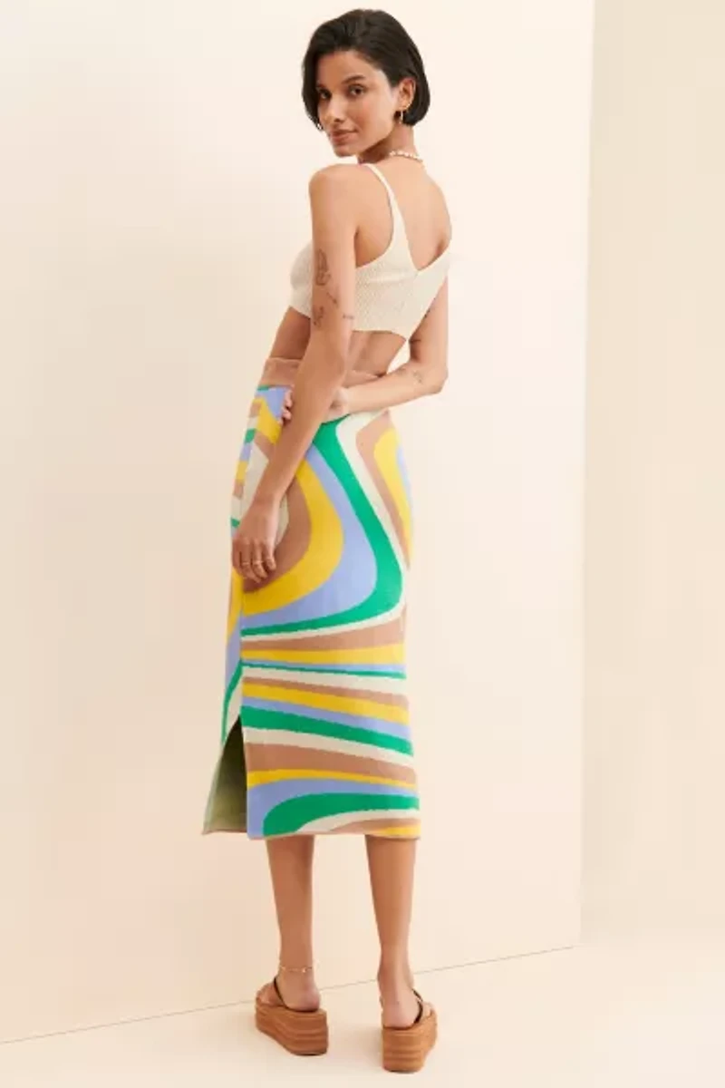 4SI3NNA Wavy Knit Midi Skirt