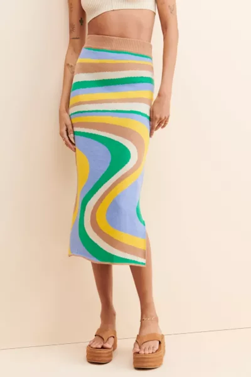 4SI3NNA Wavy Knit Midi Skirt