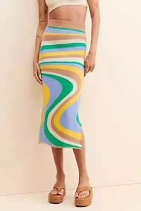 4SI3NNA Wavy Knit Midi Skirt