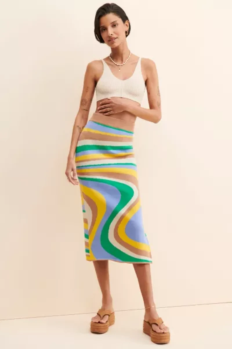 4SI3NNA Wavy Knit Midi Skirt