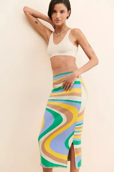 4SI3NNA Wavy Knit Midi Skirt
