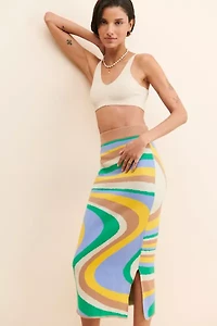 4SI3NNA Wavy Knit Midi Skirt