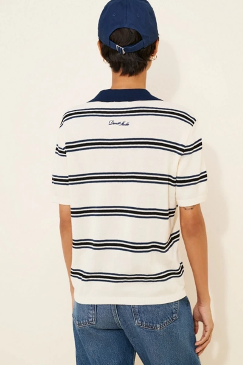 Dunst Unisex Striped Polo Short Sleeve Sweater