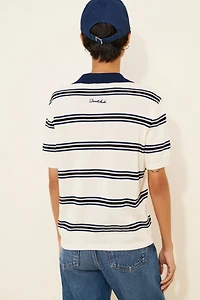 Dunst Unisex Striped Polo Short Sleeve Sweater