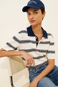 Dunst Unisex Striped Polo Short Sleeve Sweater