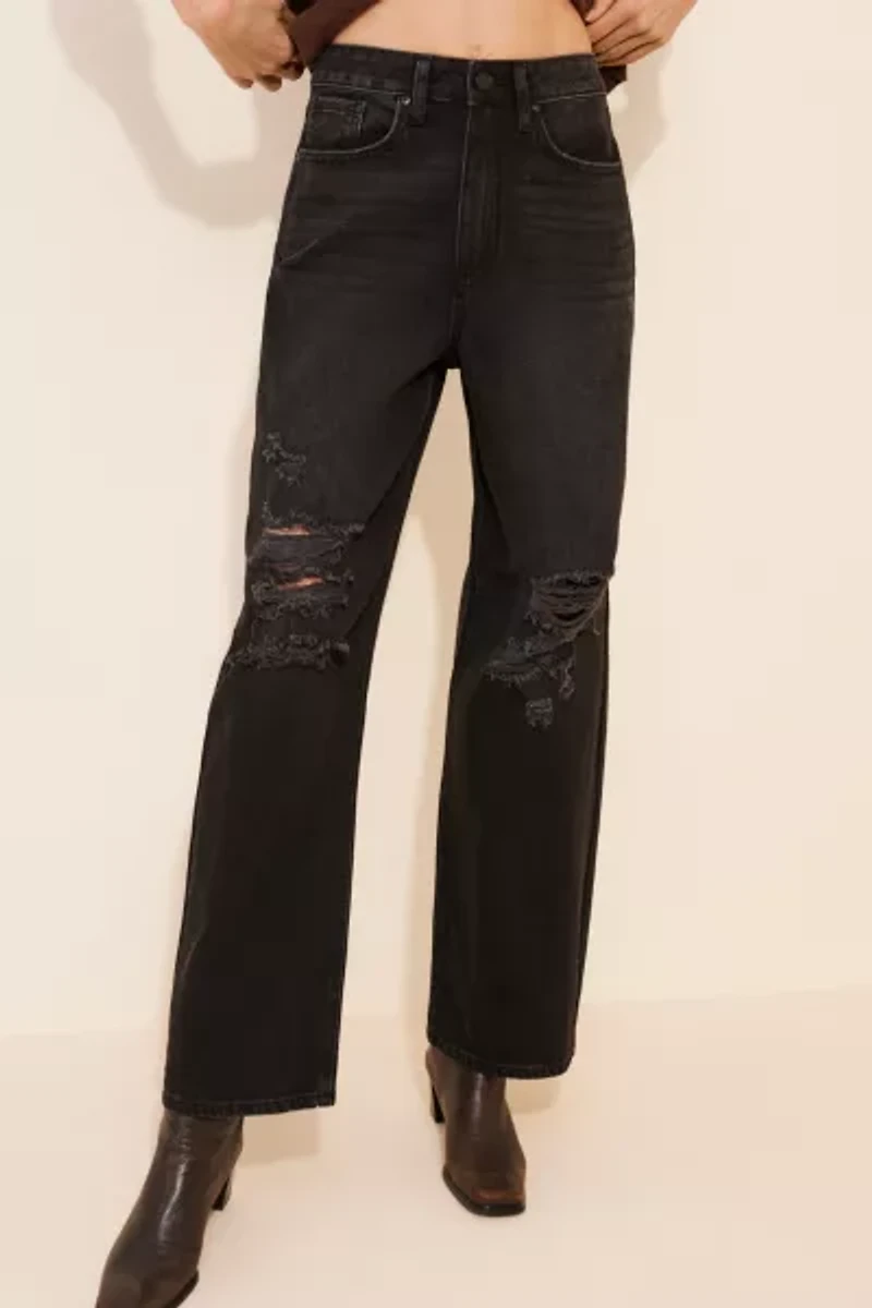 JUST BLACK DENIM Distressed Dad Jeans