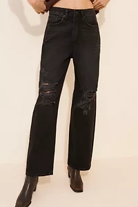 JUST BLACK DENIM Distressed Dad Jeans