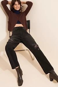 JUST BLACK DENIM Distressed Dad Jeans
