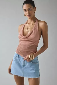 UO Thea Chainmail Mesh Cowl Neck Halter Top