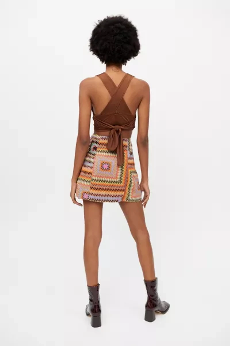 Paradise Printed Notched Mini Skirt