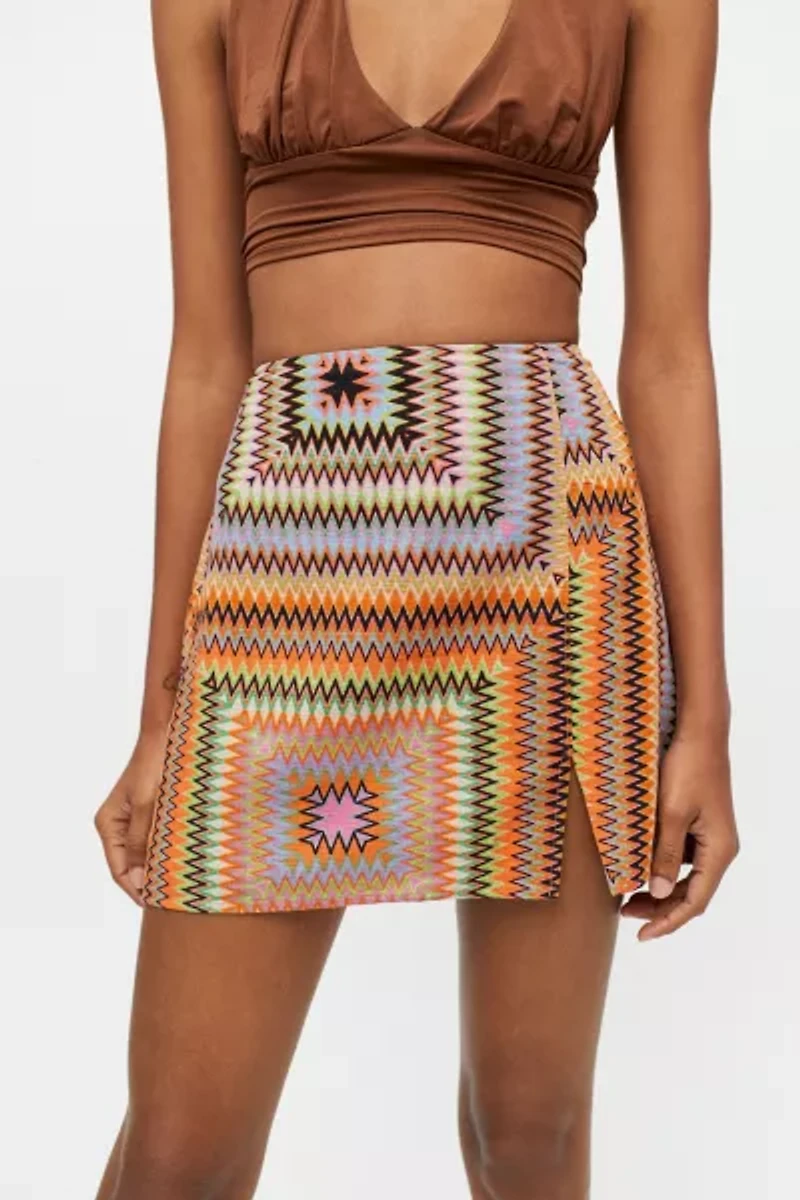 Paradise Printed Notched Mini Skirt