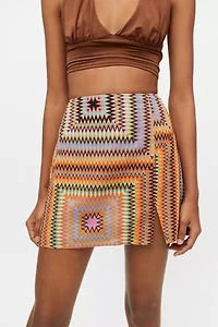 Paradise Printed Notched Mini Skirt