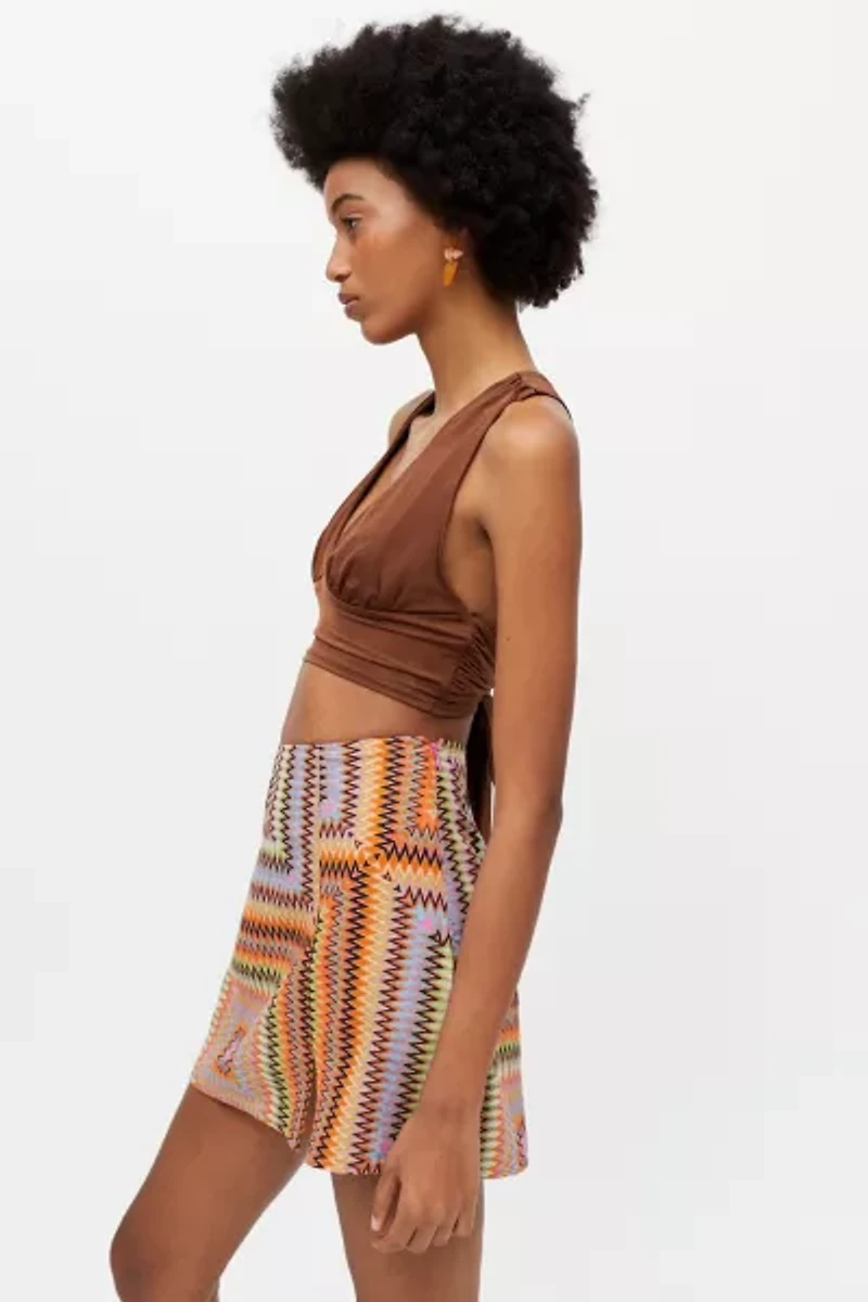 Paradise Printed Notched Mini Skirt