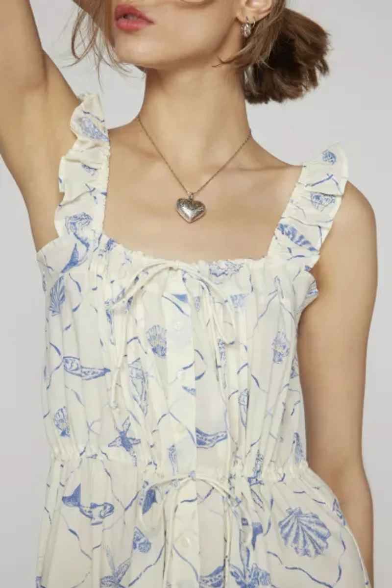 Smocked Nautical Midi Dress