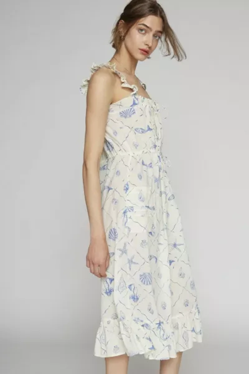 Smocked Nautical Midi Dress