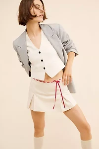 Motel Pleated Ribbon Mini Skort