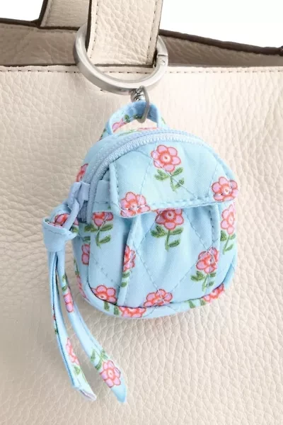 Vera Bradley Quilted Cotton Mini Backpack Keychain