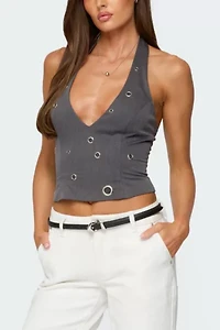Edikted Sakura Grommet Halter Top