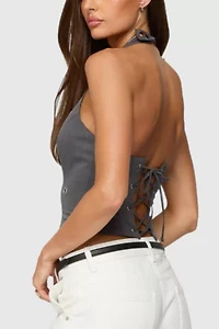 Edikted Sakura Grommet Halter Top