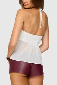 Edikted Sheer Chiffon Babydoll Halter Top