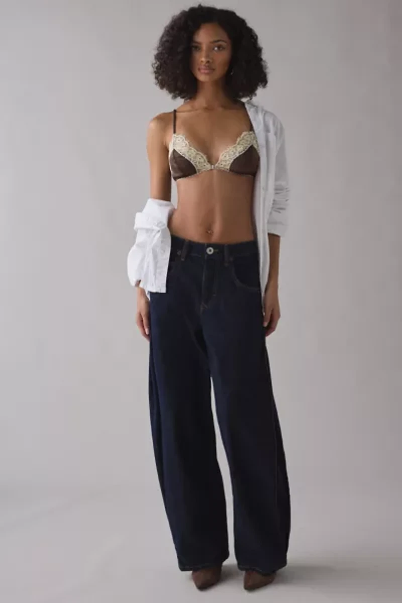 Out From Under Lovelet Lace Trim Satin Triangle Bralette