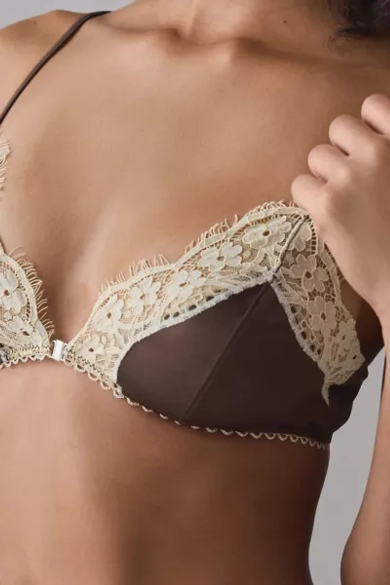 Out From Under Lovelet Lace Trim Satin Triangle Bralette