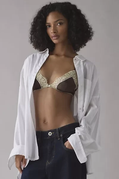 Out From Under Lovelet Lace Trim Satin Triangle Bralette
