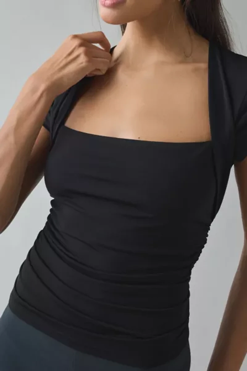 UO Claire Cropped Cap Sleeve Shrug Top