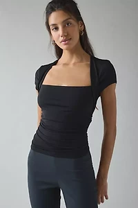 UO Claire Cropped Cap Sleeve Shrug Top