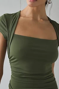 UO Claire Cropped Cap Sleeve Shrug Top