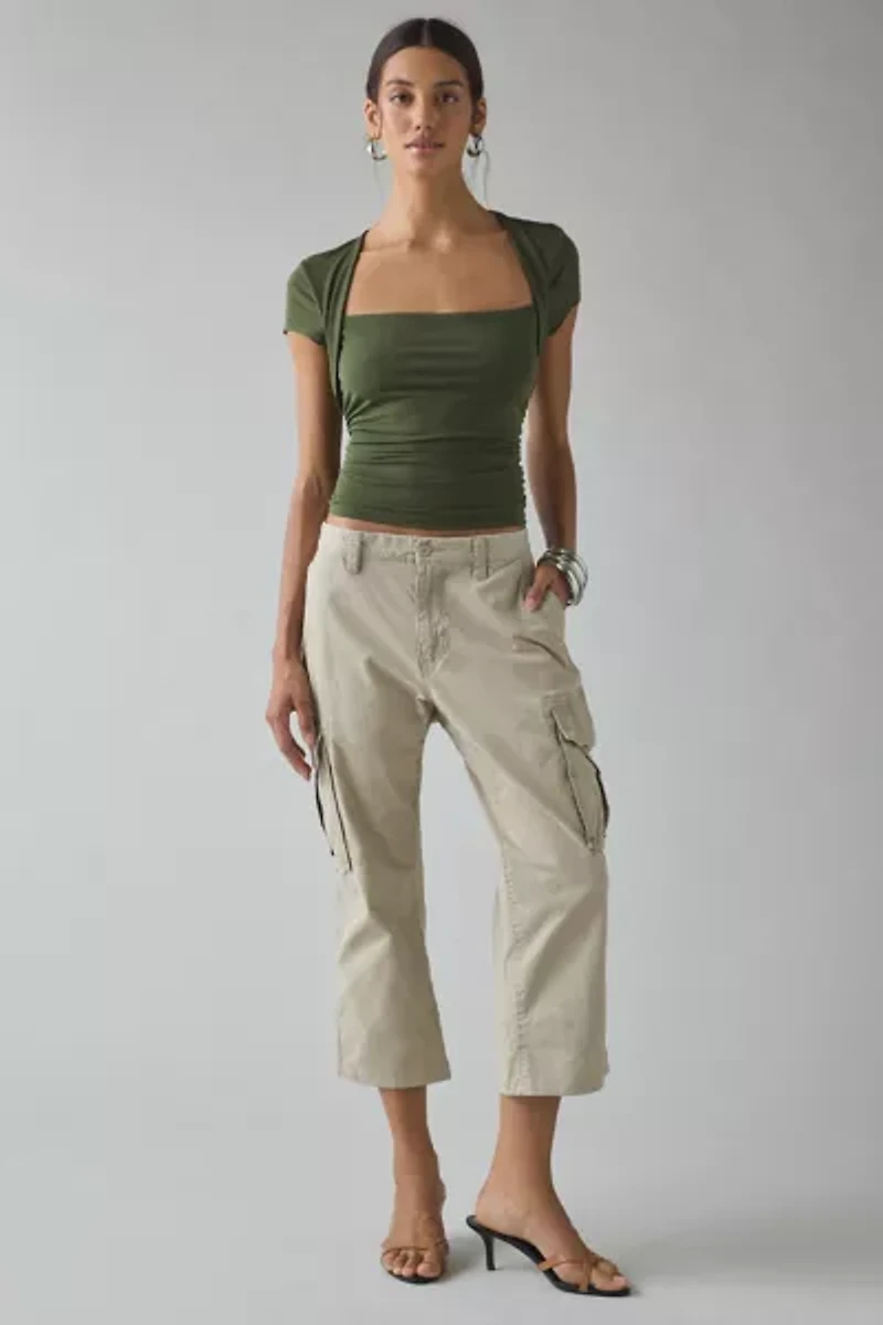 UO Claire Cropped Cap Sleeve Shrug Top