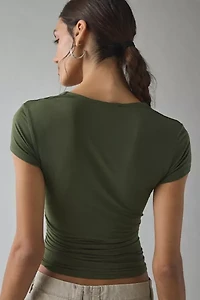 UO Claire Cropped Cap Sleeve Shrug Top